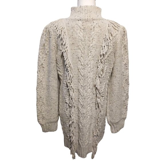 NEW Line & Dot Daria Fringe Trim Mini Sweater Dress, Size Large in Ivory - Picture 9 of 16